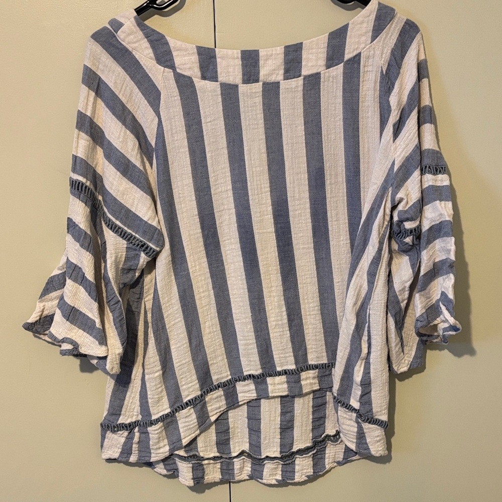 Listicle Blue and White Striped Blouse